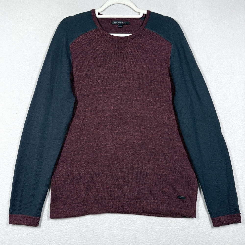 John Varvatos Sweater Mens Medium Wool Blend Lightweight Colorblock Pullover